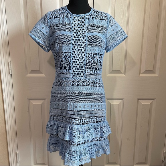 Parker Women's Darcy Lace Ruffle Dress - Powder Blue - size Medium Parker Women's Darcy Lace Ruffle Dress - Powder Blue - size Medium